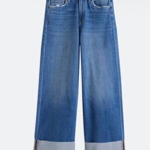 Lovervet Classic A- Line Wide-Leg High Rise Jeans with Cuff.